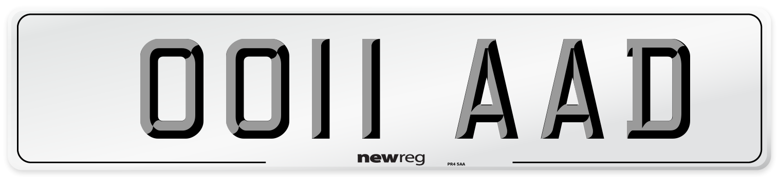 OO11 AAD Number Plate from New Reg